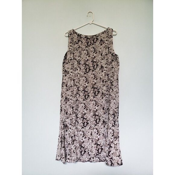 Danny & Nicole Womens 14 Sheath Dress Brown Floral Knee Length Sleeveless Ruffle - Picture 2 of 5